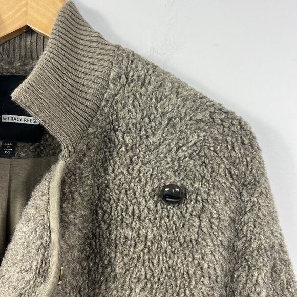Plenty by Tracy Reese Taupe Sherpa Wool Blend Mohair Jacket Coat Sz P/S - Picture 4 of 16